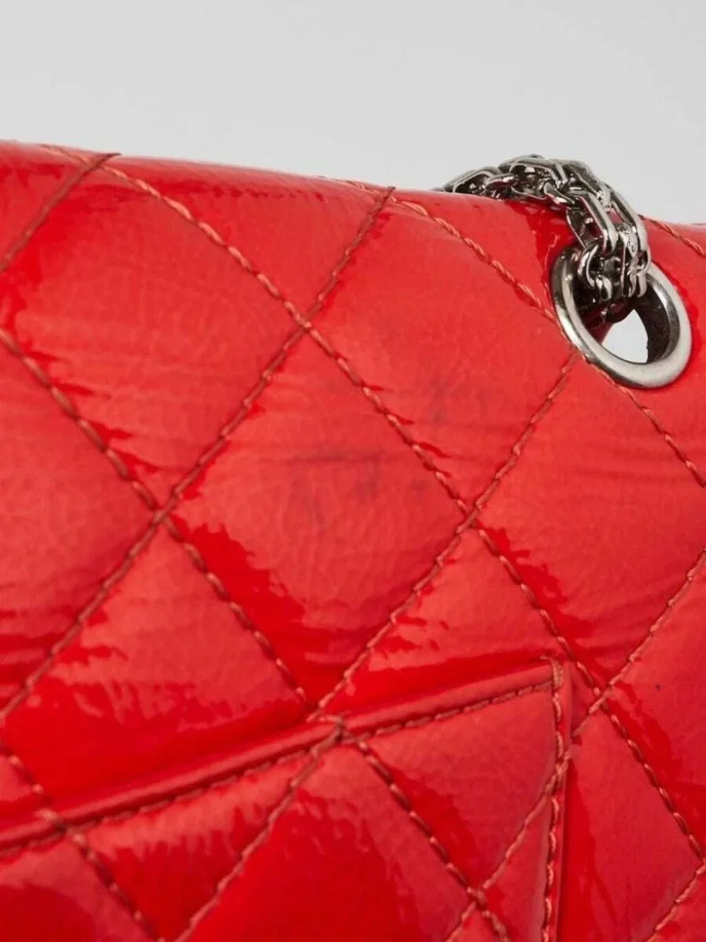 Chanel Red 2.55 Reissue Quilted Patent Leather 226 Jumbo Flap Bag